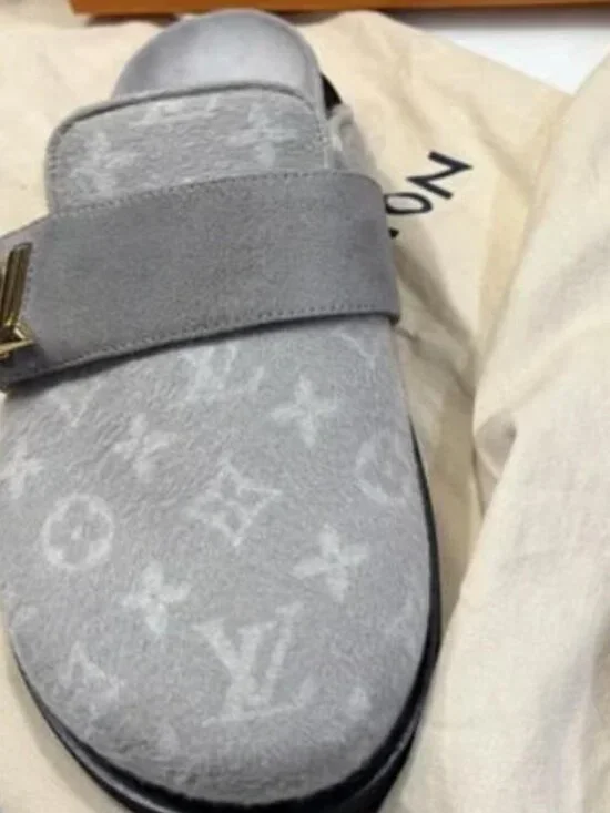 Louis Vuitton Gray Monogram Mules with Original Box & Dust Bags - Picture 2 of 5